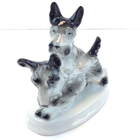 Carl Scheidig Germany Porcelain Scottish Terrier Scottie Schnauzer Dogs - Picture 8 of 16